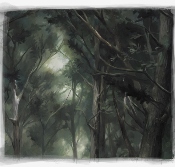 Zancan - peinture sur toile détail forêt