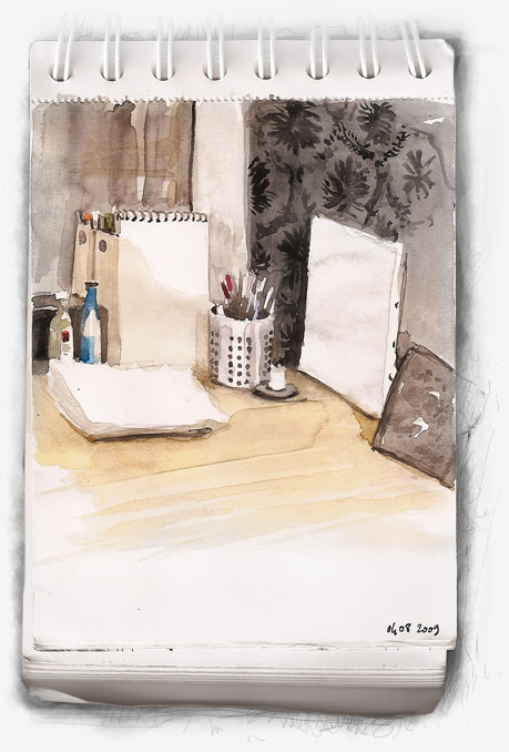 090805 Home desk - Watercolor speedpaint