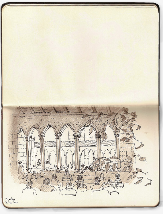 Drawing of St Emilion Cloitre Eglise Collegiale 